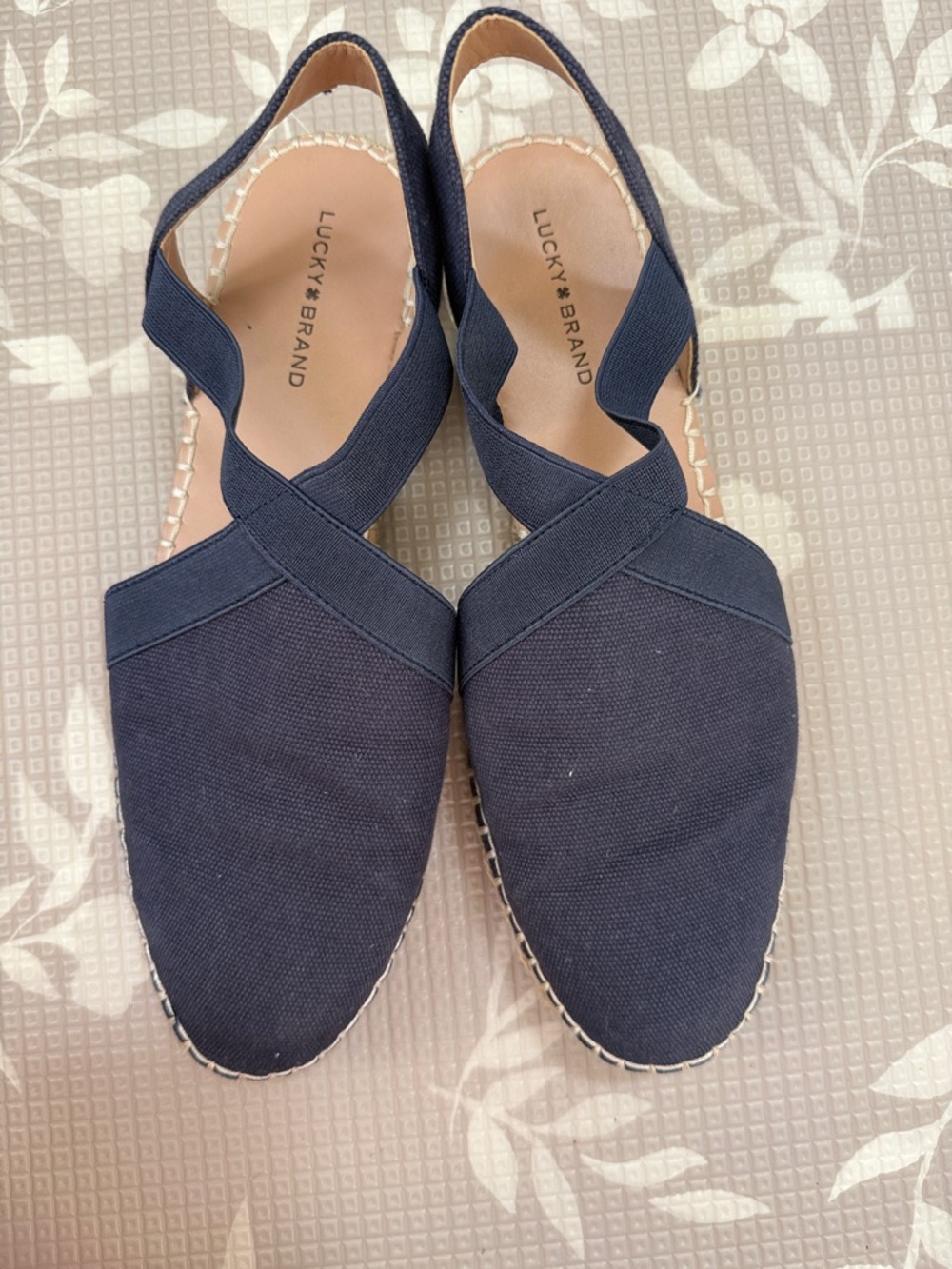 Lucky Brand Navy Rifka Canvas Crisscross Slingback Espadrilles